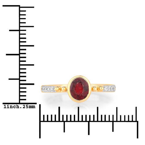 1.00 Carat Genuine Ruby and White Diamond 14K Yellow Gold Ring - Rings - Custom Crafting Alliance, LLC