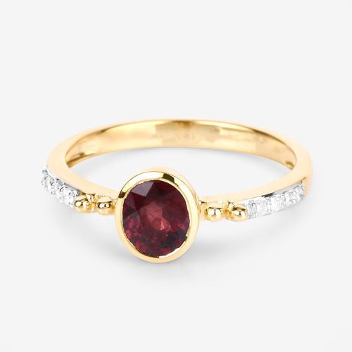 1.00 Carat Genuine Ruby and White Diamond 14K Yellow Gold Ring - Rings - Custom Crafting Alliance, LLC