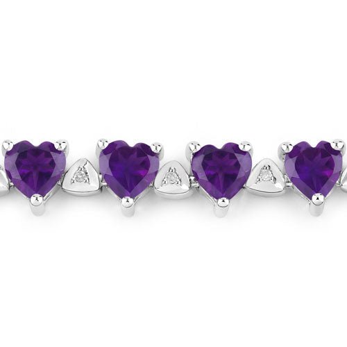 10.01 Carat Genuine Amethyst and White Diamond .925 Sterling Silver Bracelet - Bracelets - Custom Crafting Alliance, LLC