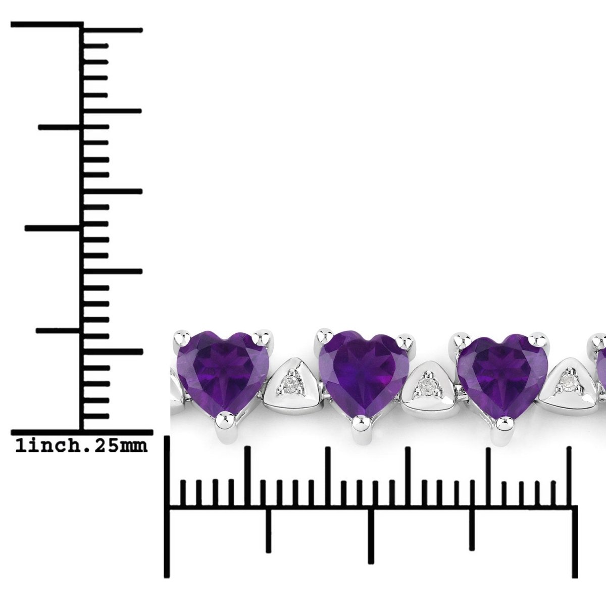 10.01 Carat Genuine Amethyst and White Diamond .925 Sterling Silver Bracelet - Bracelets - Custom Crafting Alliance, LLC