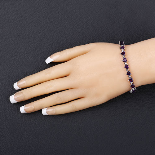10.01 Carat Genuine Amethyst and White Diamond .925 Sterling Silver Bracelet - Bracelets - Custom Crafting Alliance, LLC