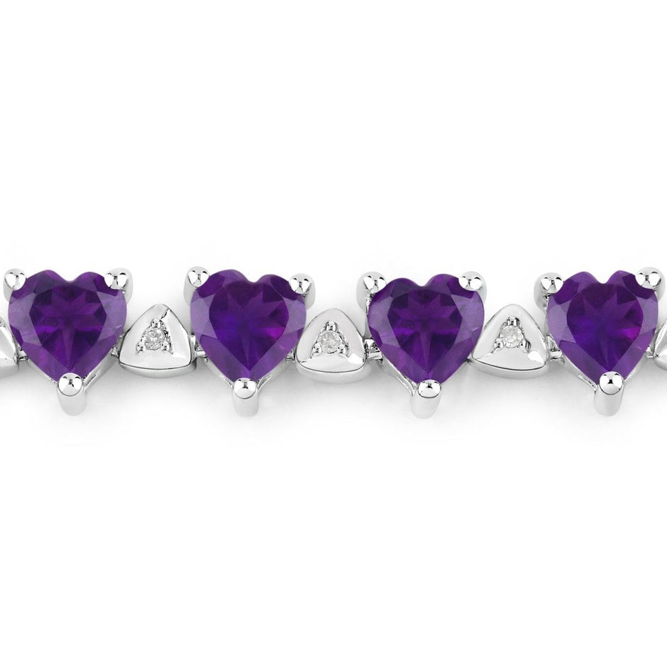 10.01 Carat Genuine Amethyst and White Diamond .925 Sterling Silver Bracelet - Bracelets - Custom Crafting Alliance, LLC