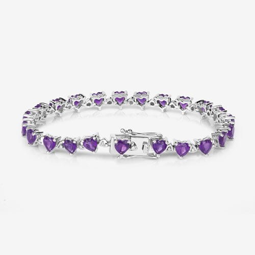 10.01 Carat Genuine Amethyst and White Diamond .925 Sterling Silver Bracelet - Bracelets - Custom Crafting Alliance, LLC