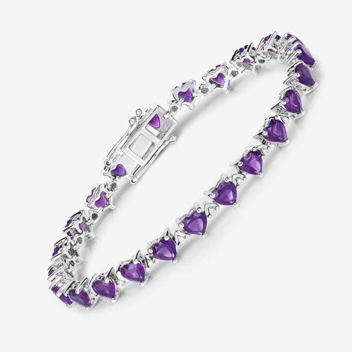 10.01 Carat Genuine Amethyst and White Diamond .925 Sterling Silver Bracelet - Bracelets - Custom Crafting Alliance, LLC