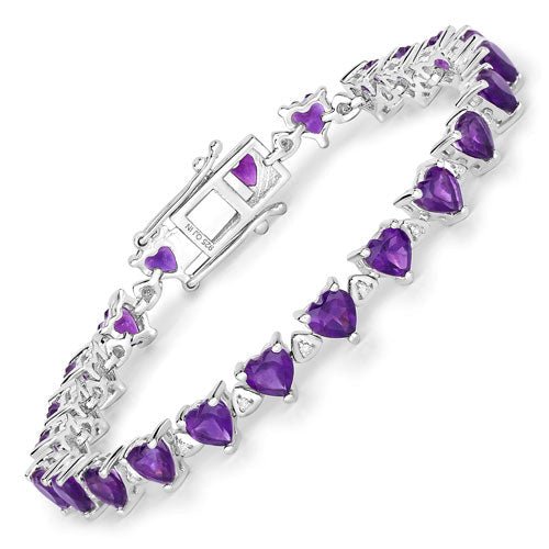 10.01 Carat Genuine Amethyst and White Diamond .925 Sterling Silver Bracelet - Bracelets - Custom Crafting Alliance, LLC