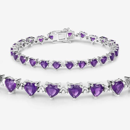 10.01 Carat Genuine Amethyst and White Diamond .925 Sterling Silver Bracelet - Bracelets - Custom Crafting Alliance, LLC