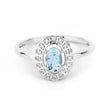0.44 Carat Genuine Aquamarine and White Diamond 14K White Gold Ring