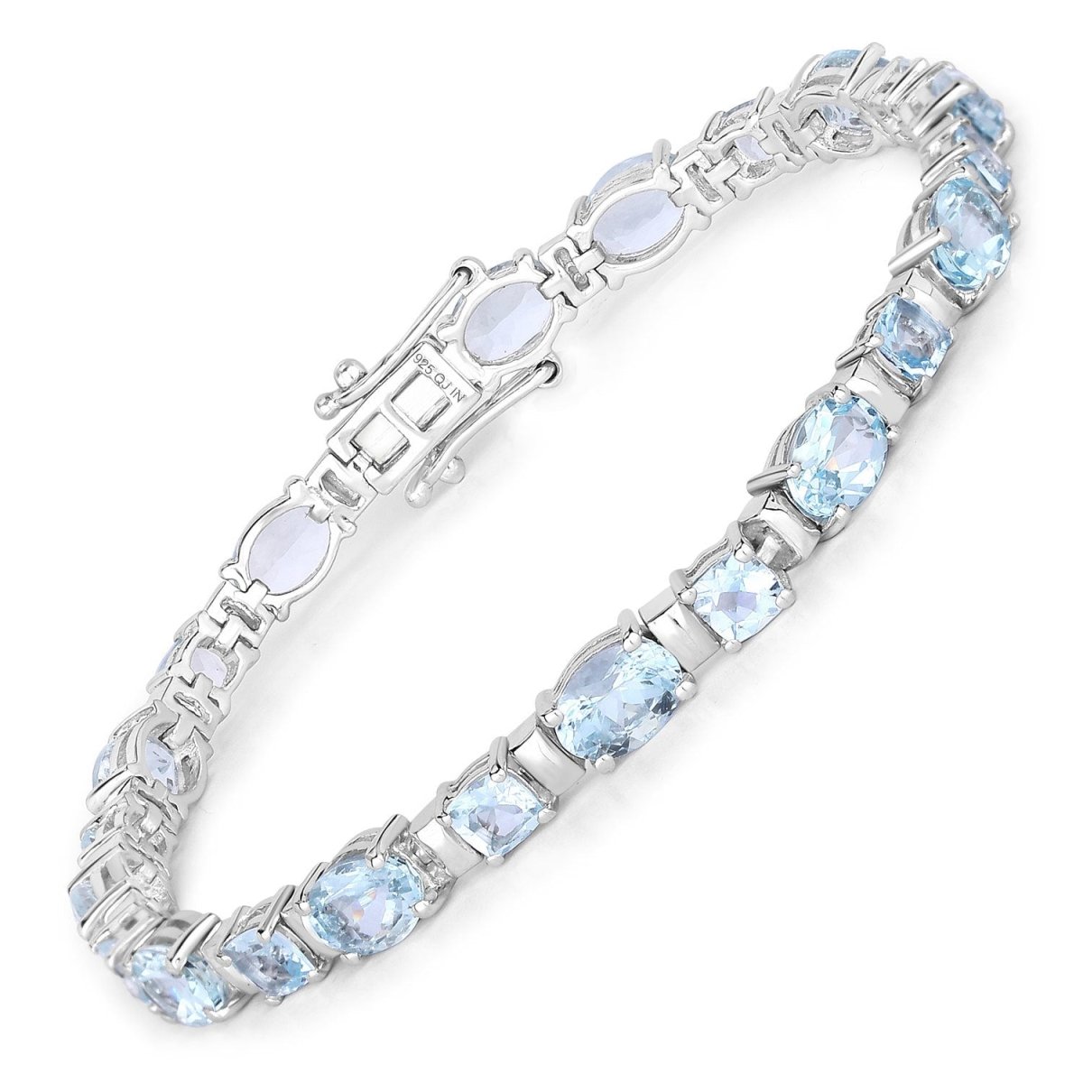 10.06 Carat Genuine Aquamarine .925 Sterling Silver Bracelet - Bracelets - Custom Crafting Alliance, LLC