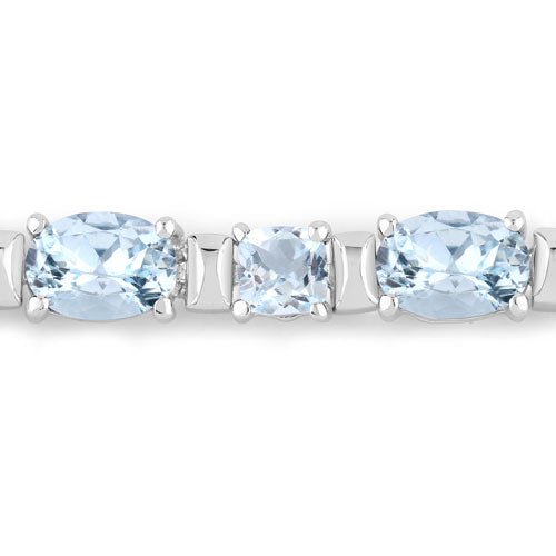 10.06 Carat Genuine Aquamarine .925 Sterling Silver Bracelet - Bracelets - Custom Crafting Alliance, LLC