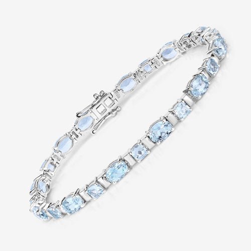 10.06 Carat Genuine Aquamarine .925 Sterling Silver Bracelet - Bracelets - Custom Crafting Alliance, LLC