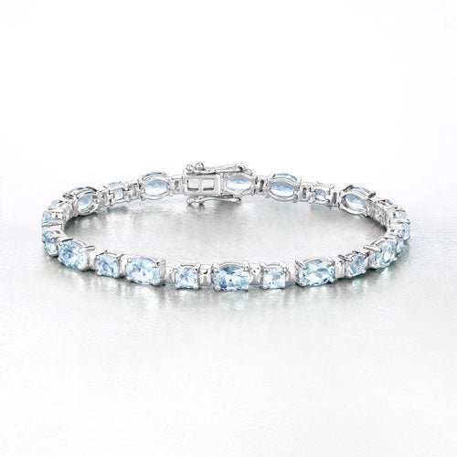 10.06 Carat Genuine Aquamarine .925 Sterling Silver Bracelet - Bracelets - Custom Crafting Alliance, LLC