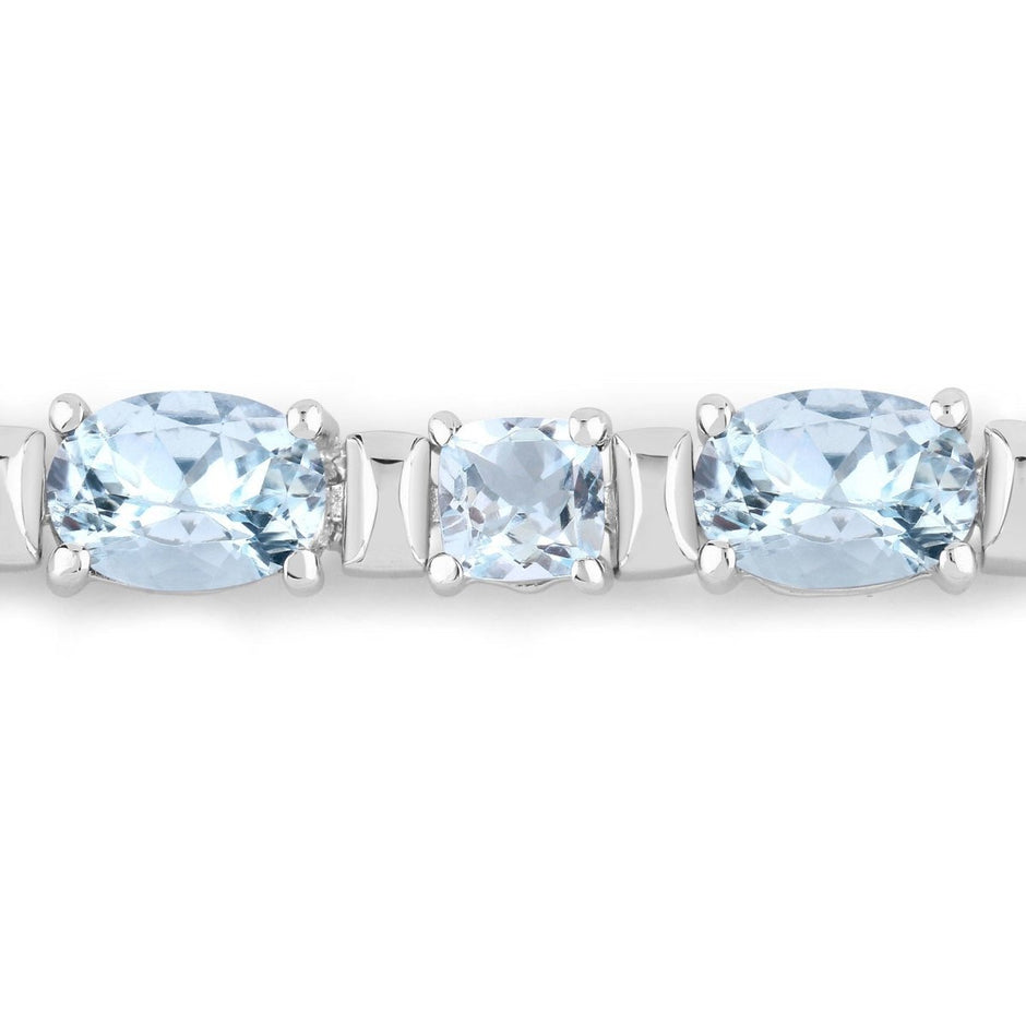 10.06 Carat Genuine Aquamarine .925 Sterling Silver Bracelet - Bracelets - Custom Crafting Alliance, LLC