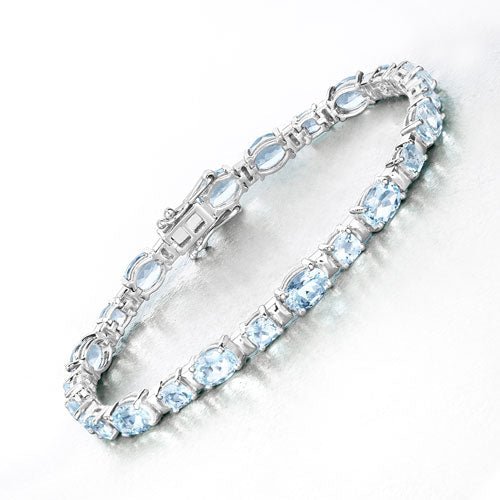 10.06 Carat Genuine Aquamarine .925 Sterling Silver Bracelet - Bracelets - Custom Crafting Alliance, LLC
