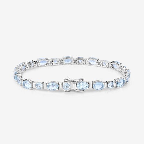 10.06 Carat Genuine Aquamarine .925 Sterling Silver Bracelet - Bracelets - Custom Crafting Alliance, LLC