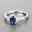 1.01 Carat Genuine Blue Sapphire and White Diamond 14K White Gold Ring - Rings - Custom Crafting Alliance, LLC