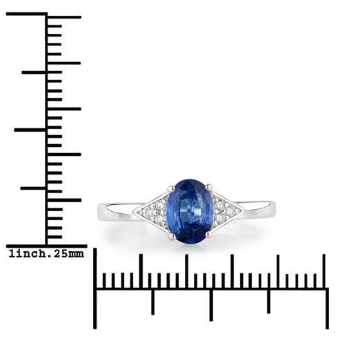 1.01 Carat Genuine Blue Sapphire and White Diamond 14K White Gold Ring - Rings - Custom Crafting Alliance, LLC