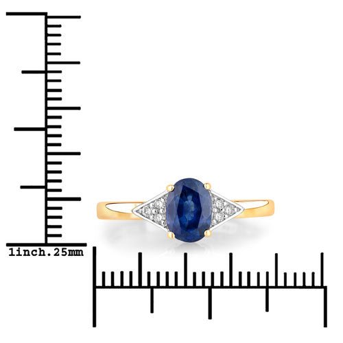 1.01 Carat Genuine Blue Sapphire and White Diamond 14K Yellow Gold Ring - Rings - Custom Crafting Alliance, LLC