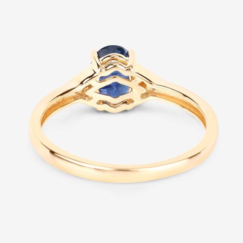 1.01 Carat Genuine Blue Sapphire and White Diamond 14K Yellow Gold Ring - Rings - Custom Crafting Alliance, LLC