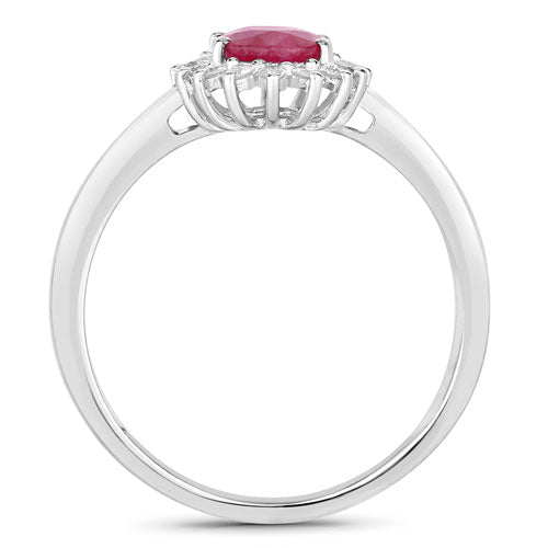 1.01 Carat Genuine Ruby and White Diamond 10K White Gold Ring - Rings - Custom Crafting Alliance, LLC