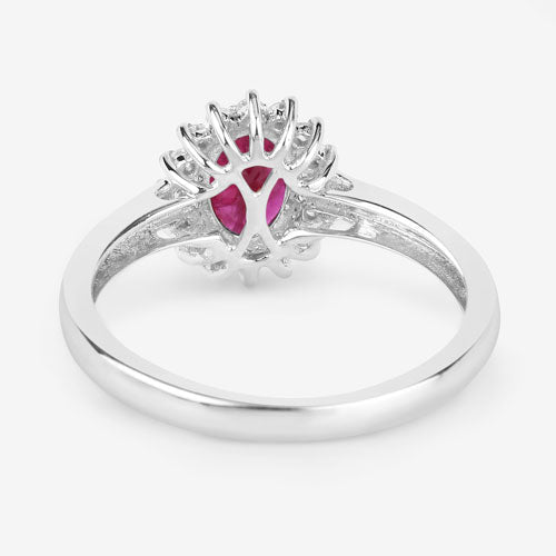 1.01 Carat Genuine Ruby and White Diamond 10K White Gold Ring - Rings - Custom Crafting Alliance, LLC