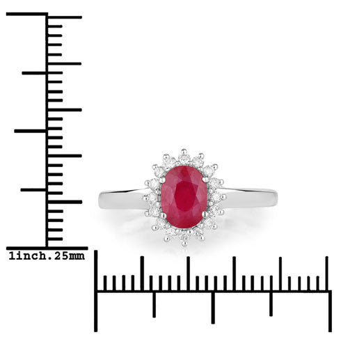 1.01 Carat Genuine Ruby and White Diamond 10K White Gold Ring - Rings - Custom Crafting Alliance, LLC