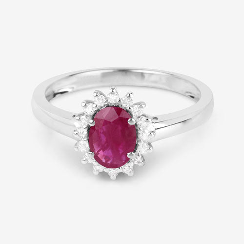 1.01 Carat Genuine Ruby and White Diamond 10K White Gold Ring - Rings - Custom Crafting Alliance, LLC