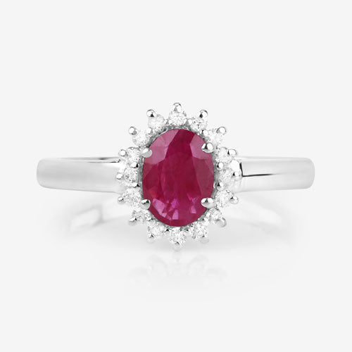 1.01 Carat Genuine Ruby and White Diamond 10K White Gold Ring - Rings - Custom Crafting Alliance, LLC