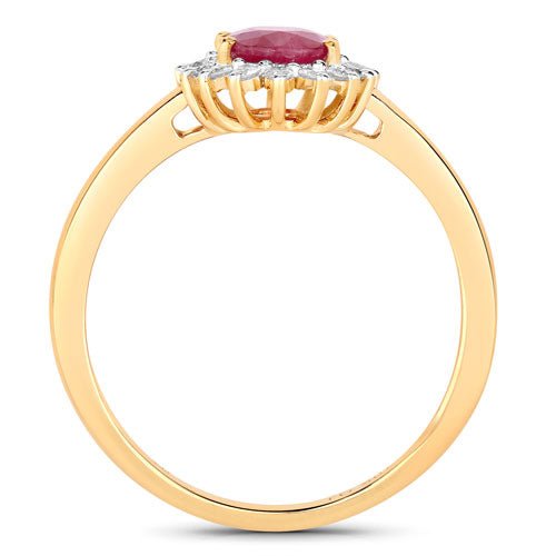 1.01 Carat Genuine Ruby and White Diamond 10K Yellow Gold Ring - Rings - Custom Crafting Alliance, LLC
