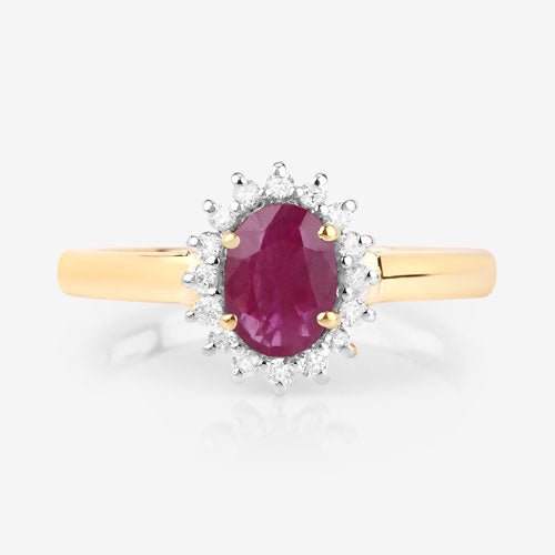 1.01 Carat Genuine Ruby and White Diamond 10K Yellow Gold Ring - Rings - Custom Crafting Alliance, LLC