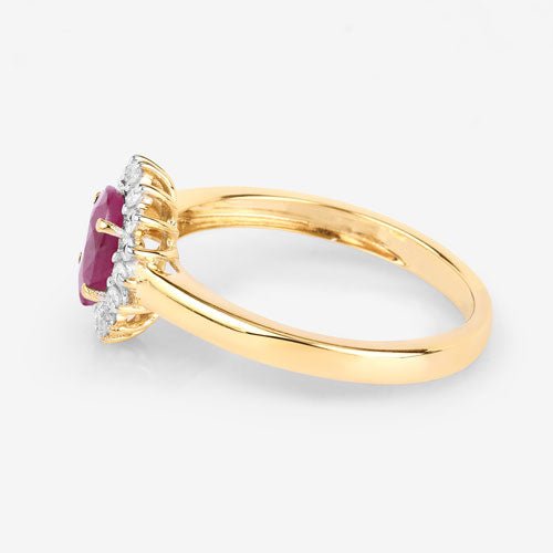 1.01 Carat Genuine Ruby and White Diamond 10K Yellow Gold Ring - Rings - Custom Crafting Alliance, LLC