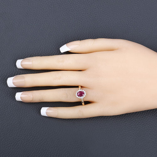 1.01 Carat Genuine Ruby and White Diamond 10K Yellow Gold Ring - Rings - Custom Crafting Alliance, LLC
