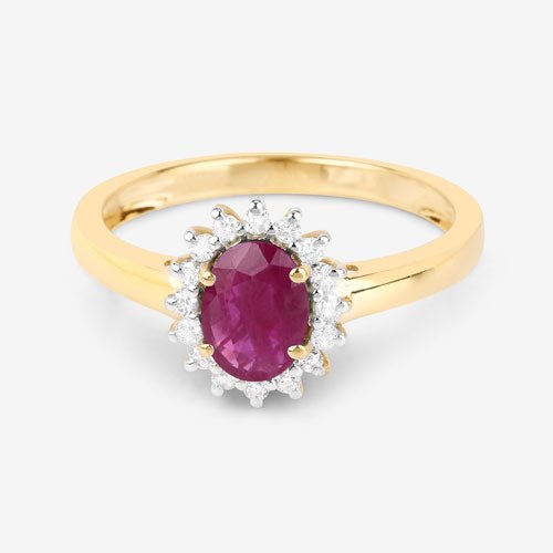 1.01 Carat Genuine Ruby and White Diamond 10K Yellow Gold Ring - Rings - Custom Crafting Alliance, LLC