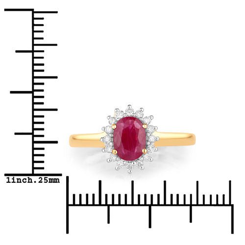 1.01 Carat Genuine Ruby and White Diamond 10K Yellow Gold Ring - Rings - Custom Crafting Alliance, LLC