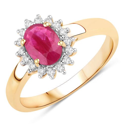1.01 Carat Genuine Ruby and White Diamond 10K Yellow Gold Ring - Rings - Custom Crafting Alliance, LLC