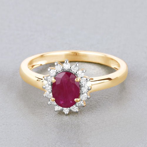 1.01 Carat Genuine Ruby and White Diamond 10K Yellow Gold Ring - Rings - Custom Crafting Alliance, LLC