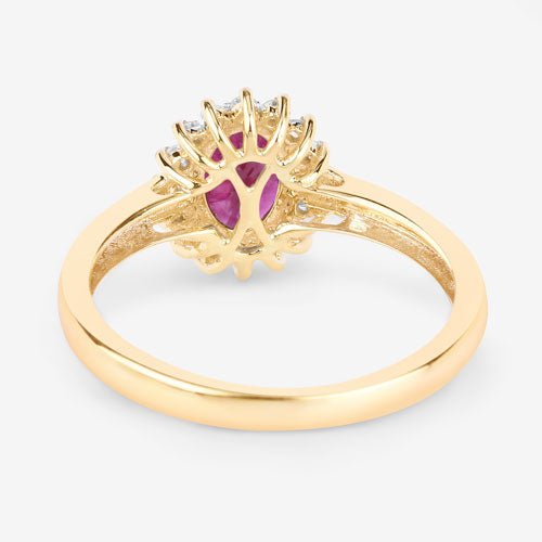 1.01 Carat Genuine Ruby and White Diamond 10K Yellow Gold Ring - Rings - Custom Crafting Alliance, LLC