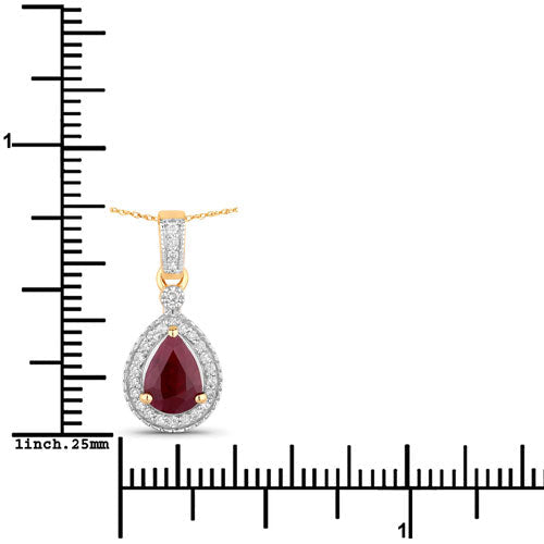 1.01 Carat Genuine Ruby and White Diamond 14K Yellow Gold Pendant - Pendants - Custom Crafting Alliance, LLC