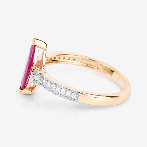 1.01 Carat Genuine Ruby and White Diamond 14K Yellow Gold Ring - Rings - Custom Crafting Alliance, LLC