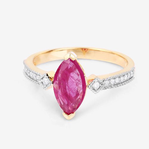 1.01 Carat Genuine Ruby and White Diamond 14K Yellow Gold Ring - Rings - Custom Crafting Alliance, LLC