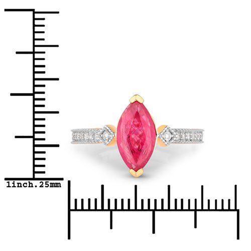 1.01 Carat Genuine Ruby and White Diamond 14K Yellow Gold Ring - Rings - Custom Crafting Alliance, LLC