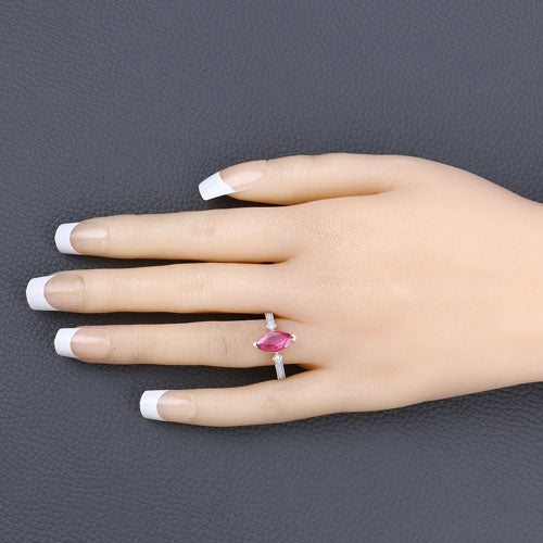 1.01 Carat Genuine Ruby and White Diamond 14K Yellow Gold Ring - Rings - Custom Crafting Alliance, LLC