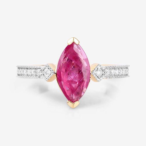 1.01 Carat Genuine Ruby and White Diamond 14K Yellow Gold Ring - Rings - Custom Crafting Alliance, LLC