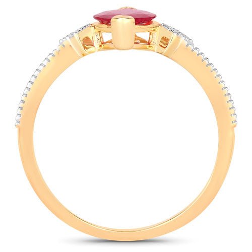 1.01 Carat Genuine Ruby and White Diamond 14K Yellow Gold Ring - Rings - Custom Crafting Alliance, LLC