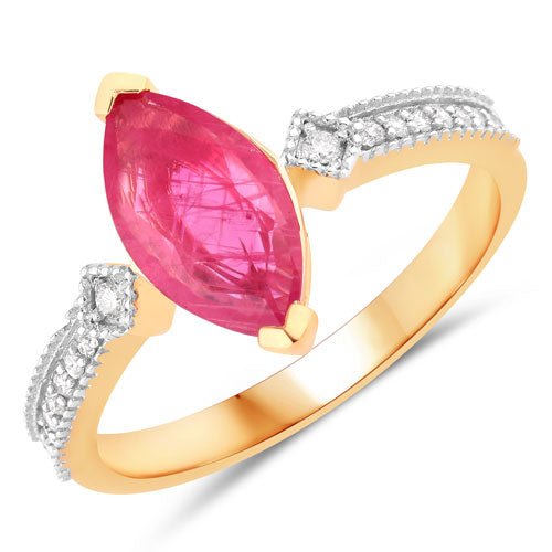 1.01 Carat Genuine Ruby and White Diamond 14K Yellow Gold Ring - Rings - Custom Crafting Alliance, LLC