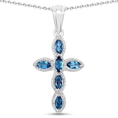 1.02 Carat Genuine London Blue Topaz .925 Sterling Silver Pendant - Pendants - Custom Crafting Alliance, LLC