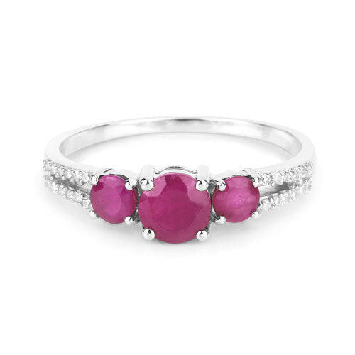 1.02 Carat Genuine Ruby and White Diamond 14K White Gold Ring - Rings - Custom Crafting Alliance, LLC