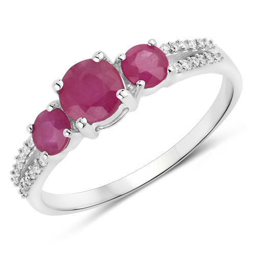 1.02 Carat Genuine Ruby and White Diamond 14K White Gold Ring - Rings - Custom Crafting Alliance, LLC