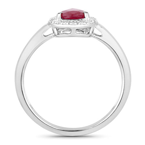 1.02 Carat Genuine Ruby and White Diamond 14K White Gold Ring - Rings - Custom Crafting Alliance, LLC