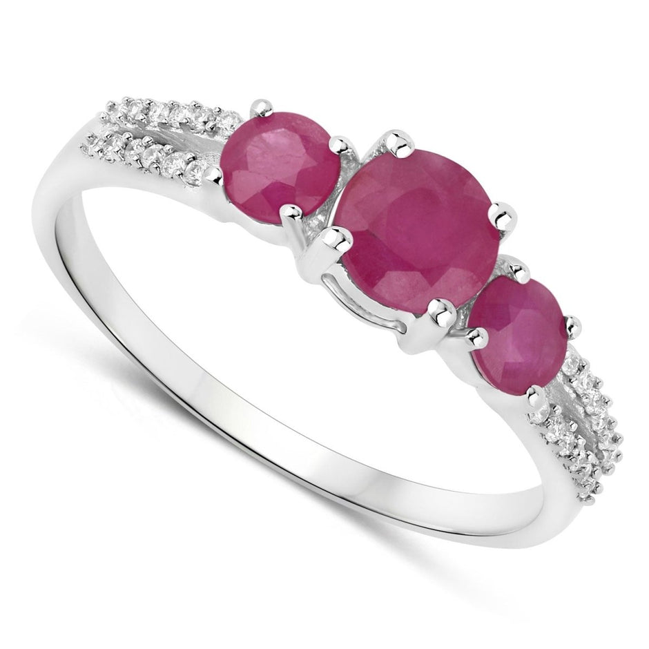 1.02 Carat Genuine Ruby and White Diamond 14K White Gold Ring - Rings - Custom Crafting Alliance, LLC