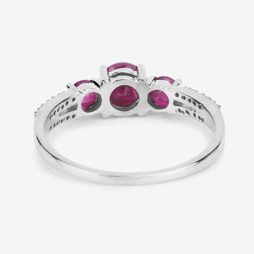 1.02 Carat Genuine Ruby and White Diamond 14K White Gold Ring - Rings - Custom Crafting Alliance, LLC